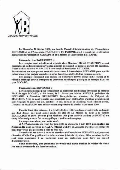 AG de Béthanie 02/2000