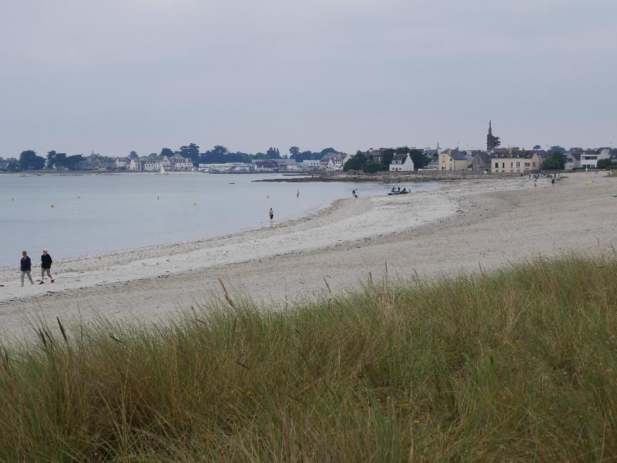 Plage de Kermor (entre Sainte-Marine et Ile Tudy) ; vue sur Loctudy et île Tudy
