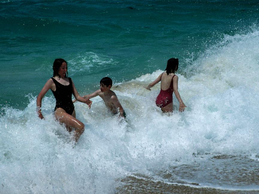 Baignade sur la plage de las Conchas 