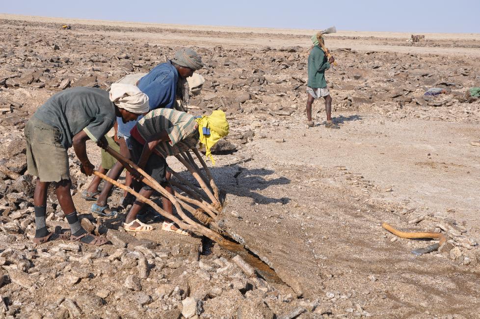 Lac de Karoum ; décollage d'une plaque de sel