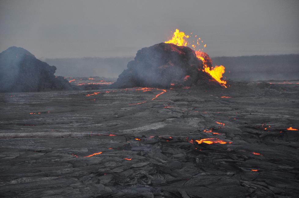 Sortie de lave, depuis l'un des hornitos
