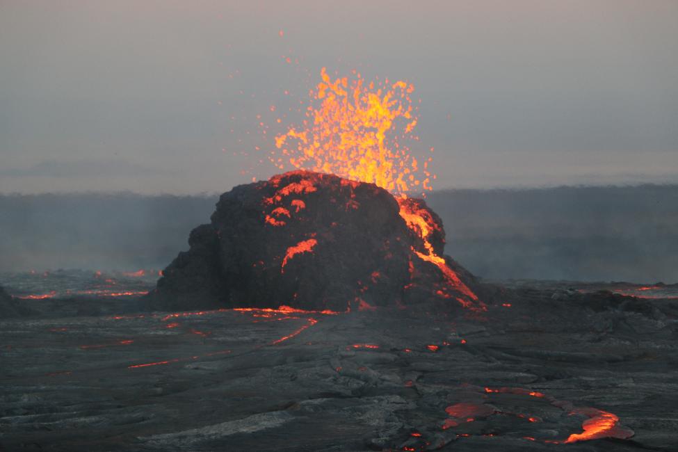 Sortie de lave, depuis l'un des hornitos