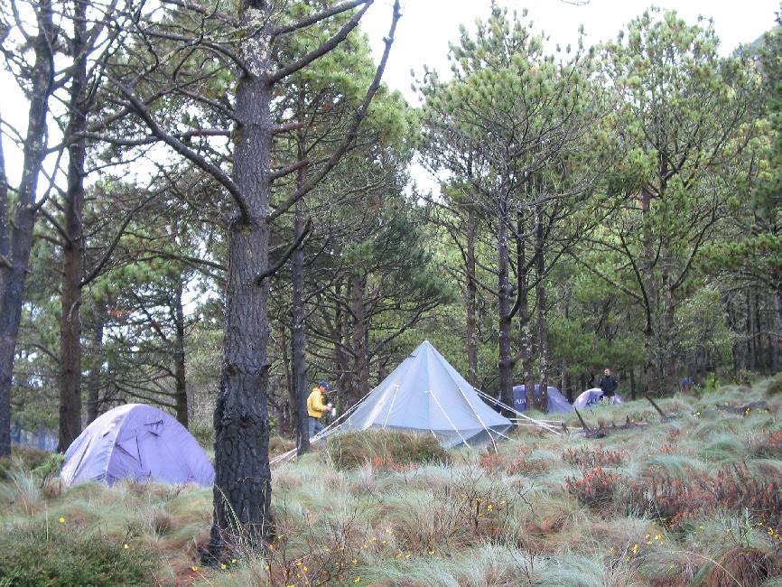 Vue vers le bivouac, à l'heure de décamper