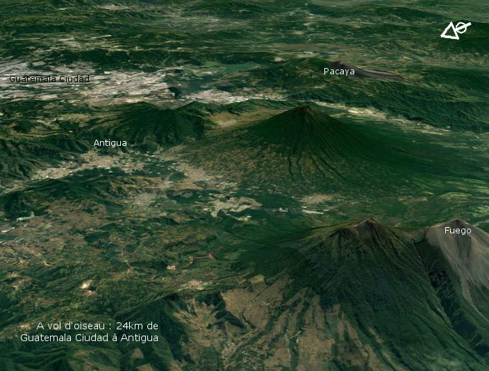 Carte des volcans du Guatemala