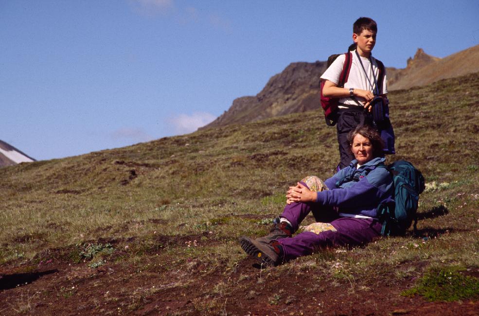 Michèle et Olivier, sur les pentes du Landmannalaugar 