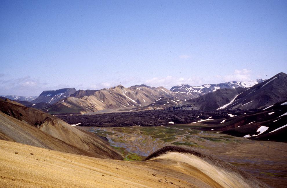 Landmannalaugar : une coulée de lave bouche la vallée 