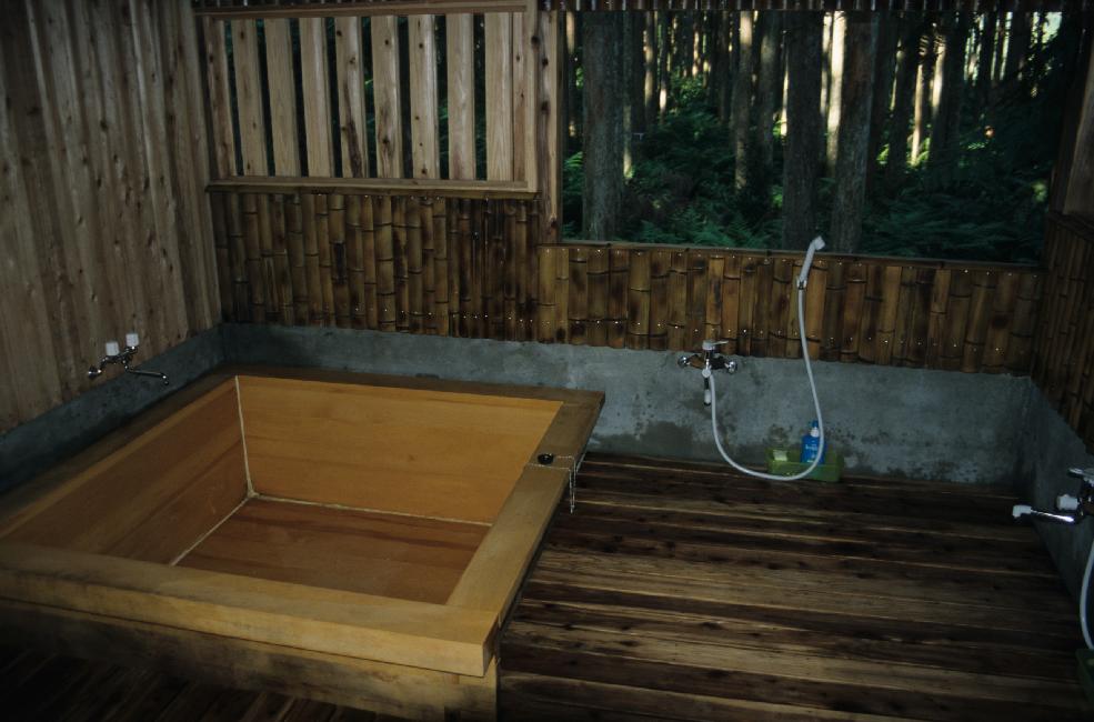Bain de bois et dans les bois, dans notre ryokan de Yakushima