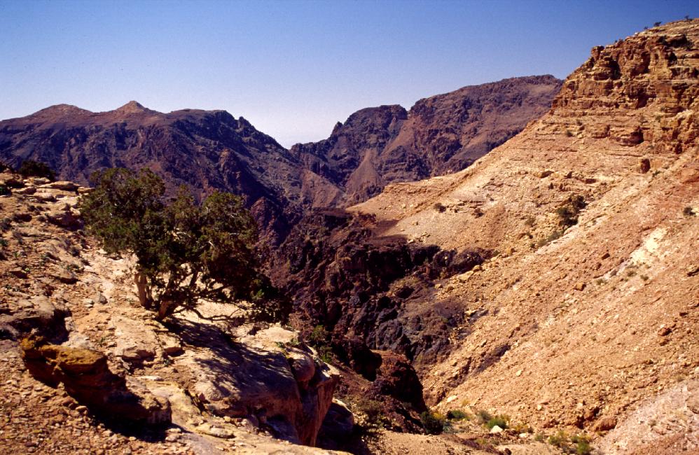 Couche volcanique sur un fond sédimentaire, au dessus de Pétra
