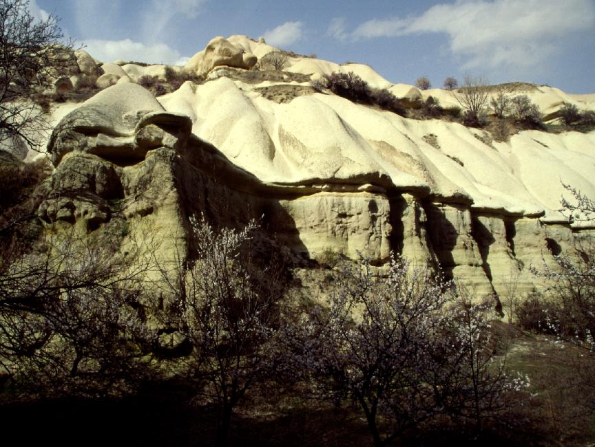 Falaises de tuf : on distingue les différentes coulées de lave 